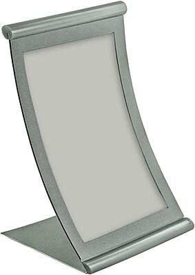Azar Displays 300881 Metal Curved Vertical Sign Holder, 5.5 x 8.5 in, Silver