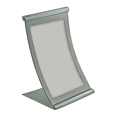 Azar Displays 300881 Metal Curved Vertical Sign Holder, 5.5 x 8.5 in, Silver
