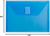 JAM PAPER Plastic Booklet Envelopes with Hook & Loop Closure - Pack of 12