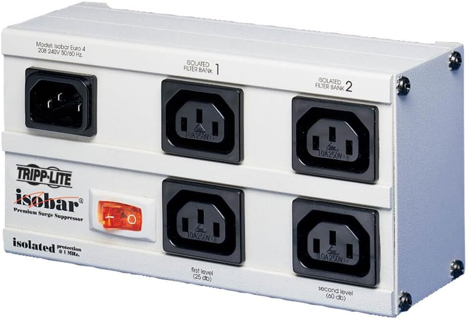 Tripp Lite Isobar 4 Outlet International 200-240V Surge Protector Power Strip 2M Cord (EURO-4)