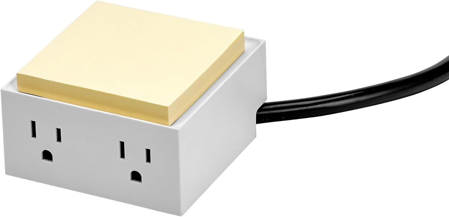 Bostitch Office Konnect Power Hub, Two Outlets Charging Station for Desktop, Shallow Tray Top, White