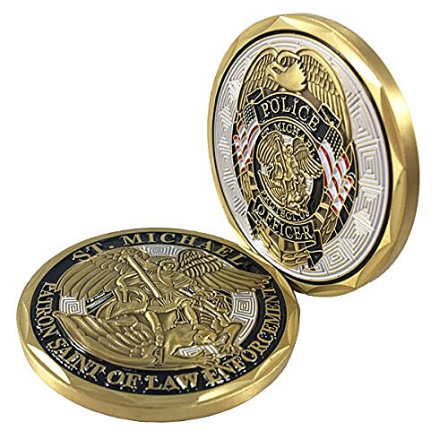 Thin Blue Line Challenge Coin, Saint Michael