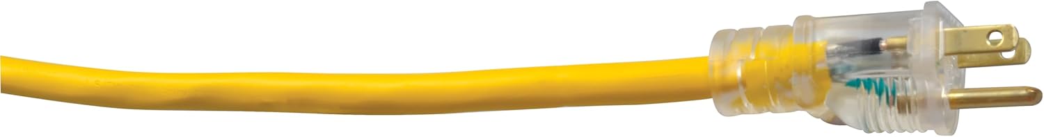 SOUTHWIRE 12/3 Multi-Outlet Vinyl Extension Cord with Lighted End, 50-Foot, Yellow (4188SW8802)