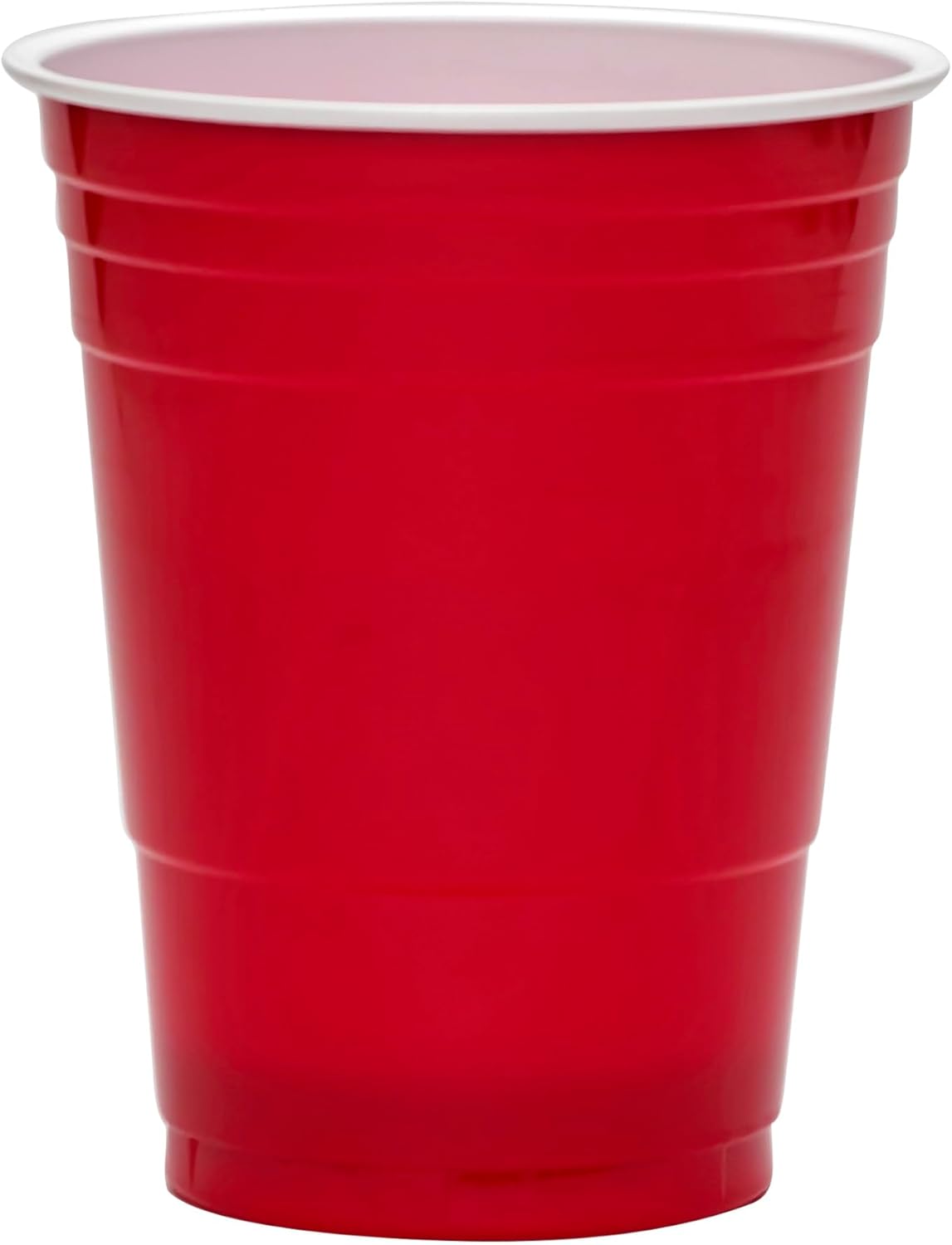 Highmark Plastic Cups, 16 Oz., Red/White, Pack Of 50, 7-35854-29279-9
