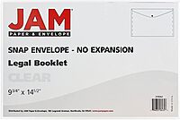 JAM PAPER Plastic Booklet Envelopes with Snap Closure - Clear