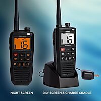 Uniden Atlantis 275 Handheld Two-Way VHF Marine Radio, Floating IPX8 Submersible Waterproof, Large Dual-Color Screen, 6-Watt