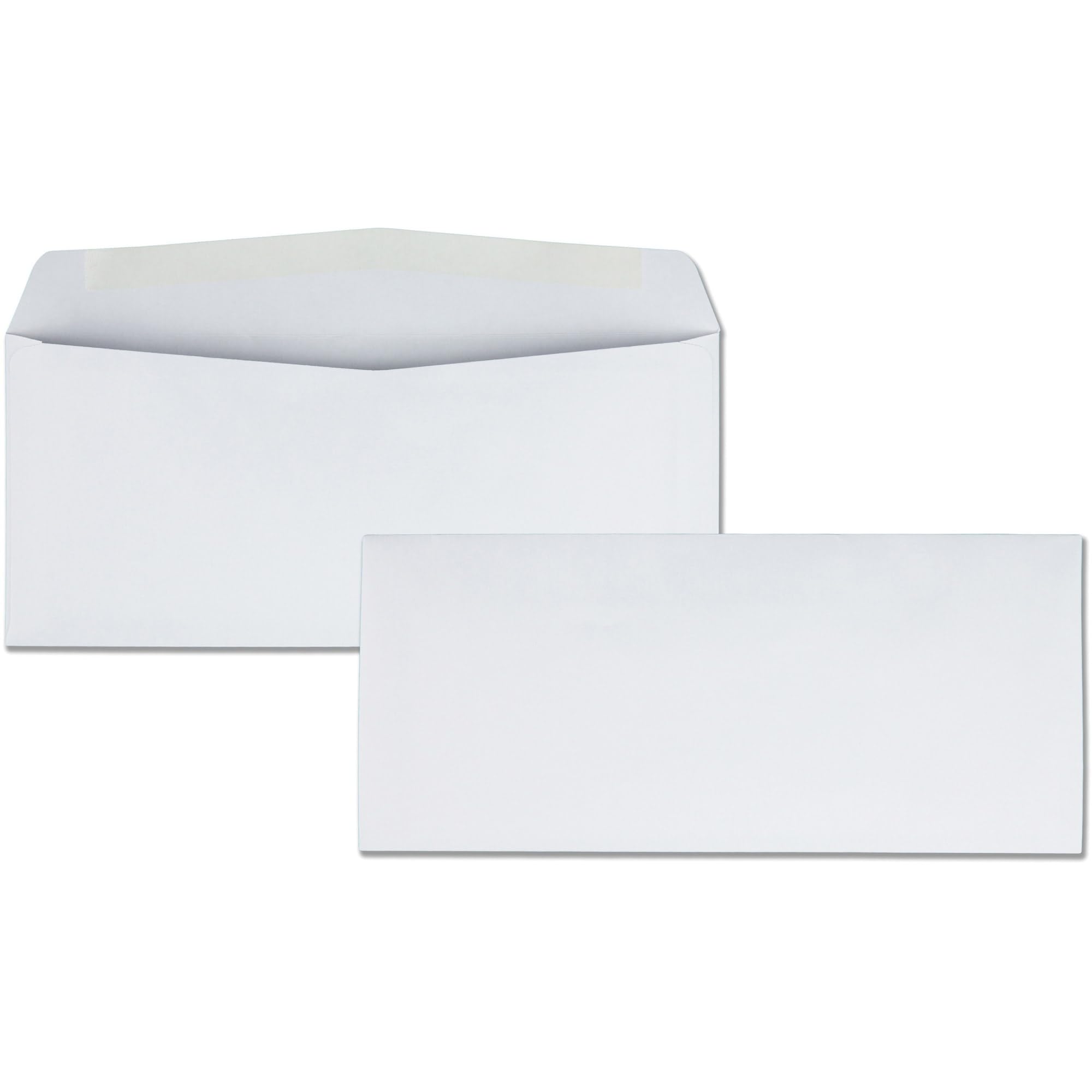 Business Source No. 10 White Business Envelopes - Commercial - #10-9 1/2" Width x 4 1/8" Length - 24 lb - Gummed - Wove