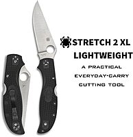 SPYDERCO Stretch 2 XL Lightweight Pocket Knife with 3.43\" VG-10 Blade and Black FRN Handle