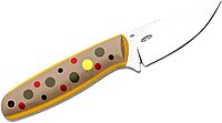 BOKER PLUS BROOK BROWN TROUT Fixed Blade Outdoor Camping and Fishing Knife, Multicolored G10 Handle, VG10 Steel Blade, Kydex Sheath Included