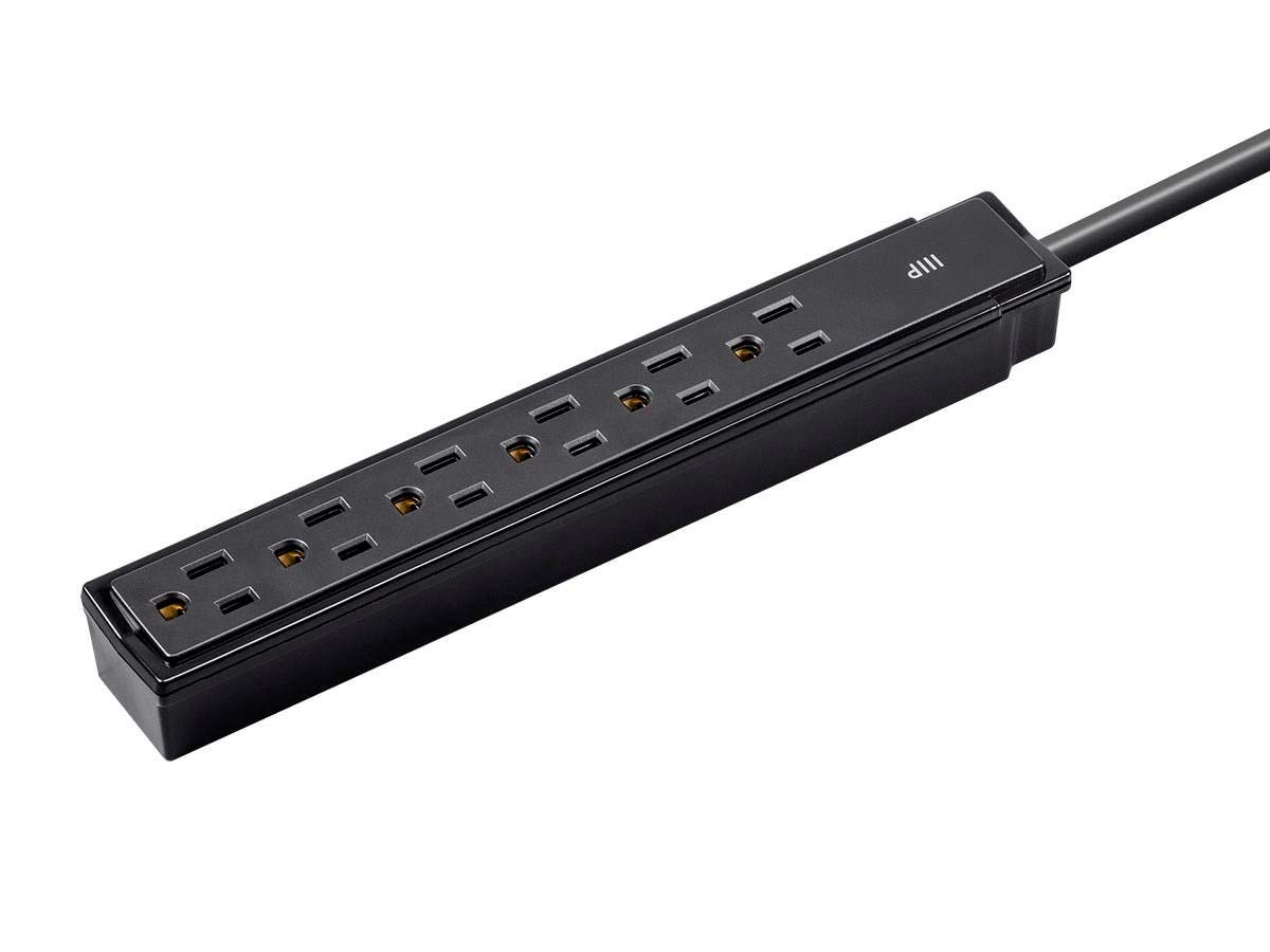 Monoprice 6 Outlet Surge Protector Power Strip - 2 Feet - Black (2 Pack) Heavy Duty Cord | UL Rated, 201 Joules