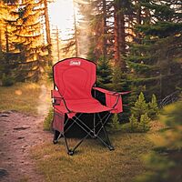 COLEMAN Portable Camping Chair with Built-In 4-Can Cooler, Cushioned Seat & Back