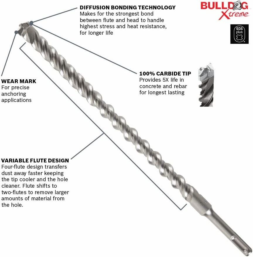 BOSCH HC2302 5/32 In. x 3-1/2 In. x 6-1/2 In. Bulldog SDS-Plus Hex Drive Rotary Hammer Bit