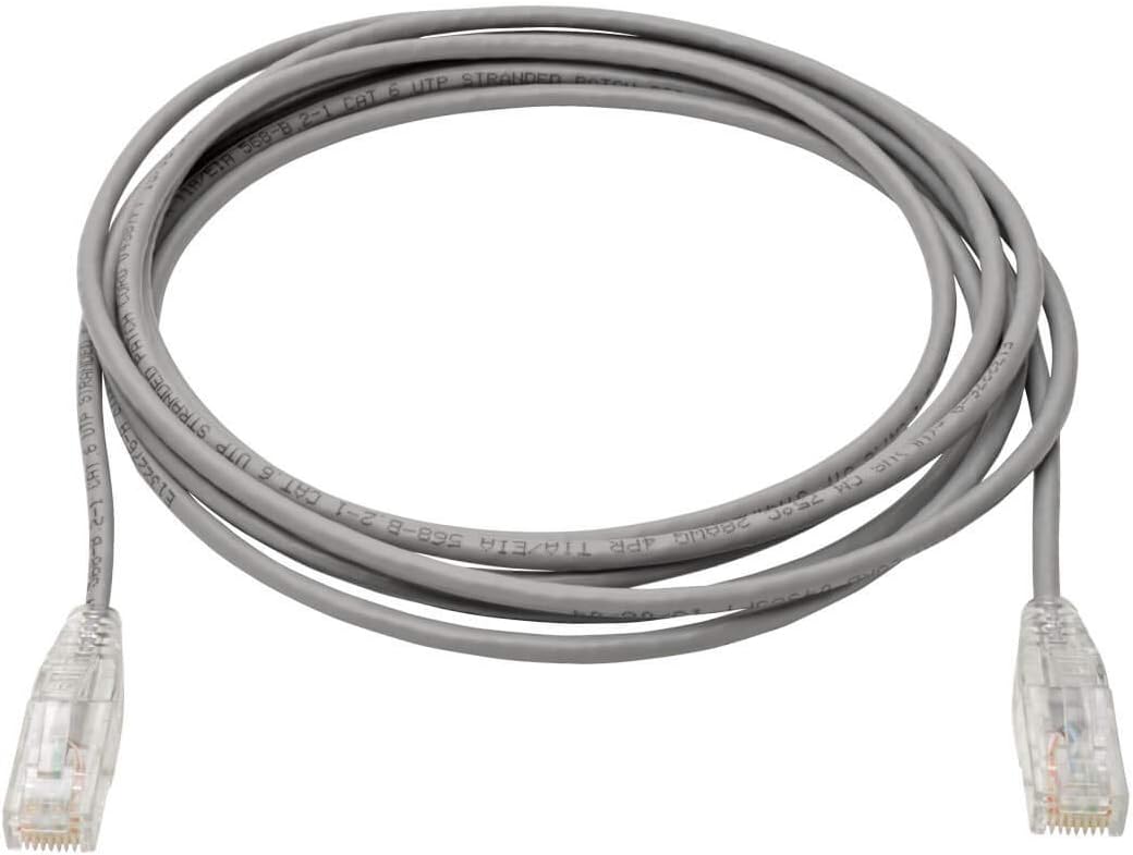 TRIPP LITE Cat6 Gigabit Patch Cable Snagless Utp RJ45 Molded Slim, 15', Gray (N201-S15-GY)