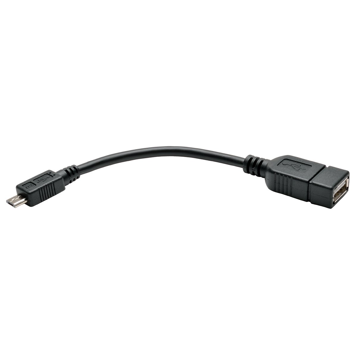 Tripp Lite U052-06N Micro USB to OTG Host Adapter Cable 5-Pin Micro USB A/A M/F 6-in, Black OTG 2-in-1 to USB-A