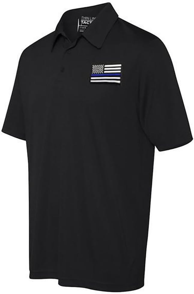 THIN LINE TACTICAL Embroidered Thin Blue Line American Flag Polo