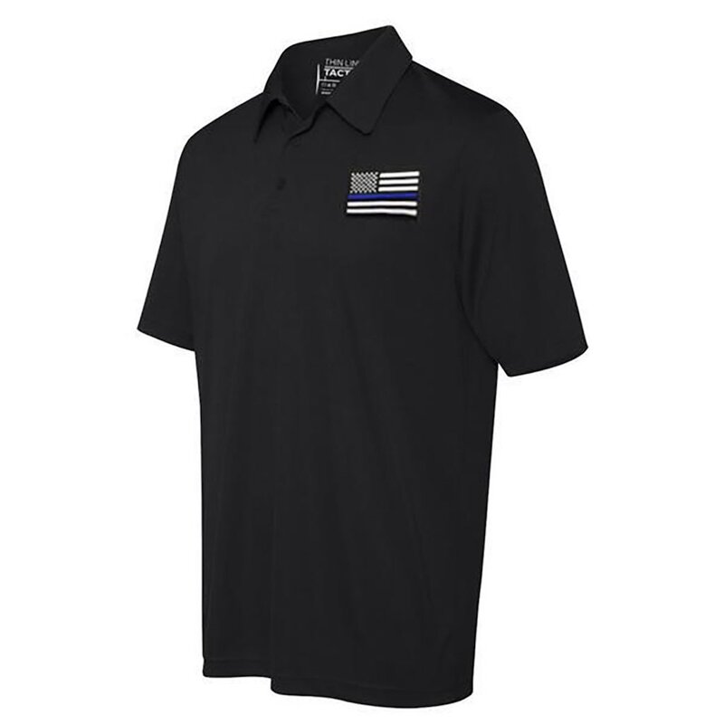 THIN LINE TACTICAL Embroidered Thin Blue Line American Flag Polo