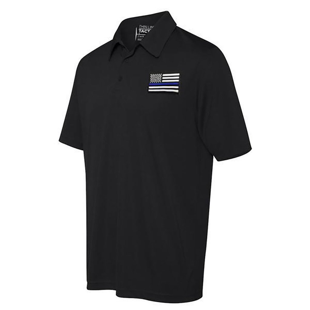 THIN LINE TACTICAL Embroidered Thin Blue Line American Flag Polo