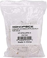 Monoprice Cat5e RJ45 Modular Plugs - Crimp Connectors, Gold Plated Contacts, UTP, For Solid Wire, 100-Pack
