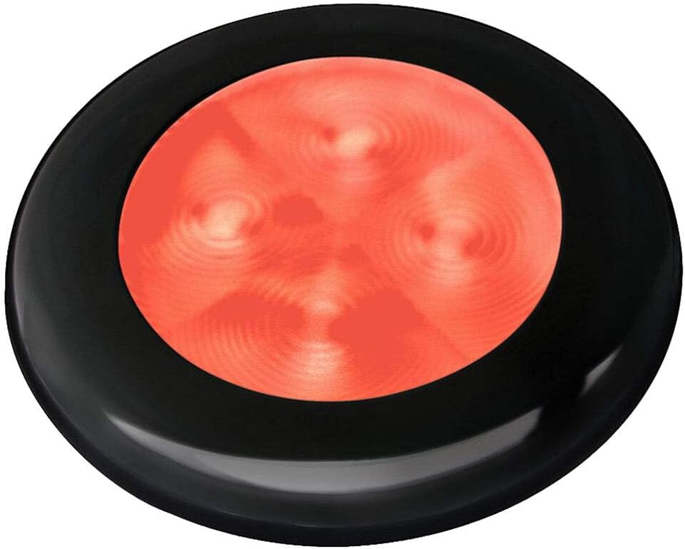 Hella Marine Slim Line LED 'Enhanced Brightness' Round Courtesy Lamp - Red LED - Black Plastic Bezel - 12V