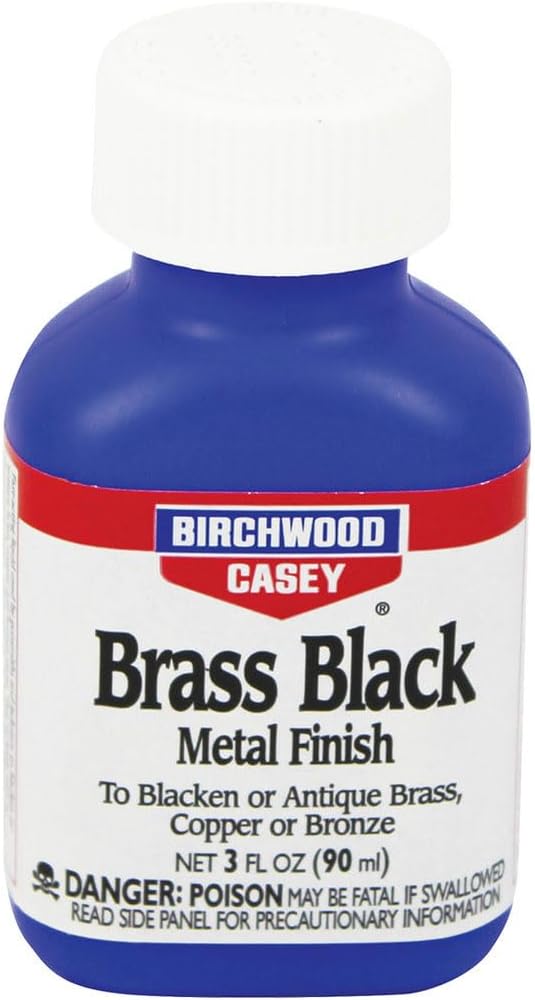 Birchwood Casey Fast-Acting Brass Black Metal Finish to Blacken or Antique Brass, Copper, Bronze Parts 3 FL OZ BOTTLE