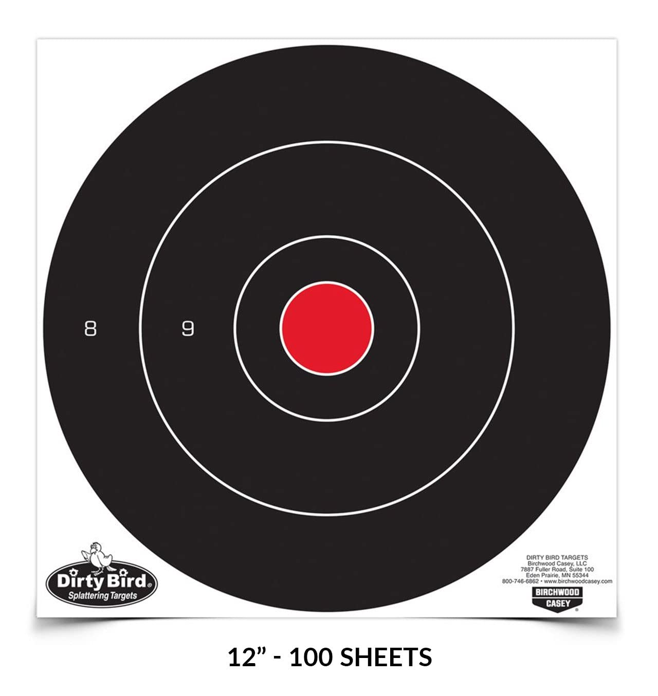 BIRCHWOOD CASEY Dirty Bird 12" Bull's-Eye Paper Targets