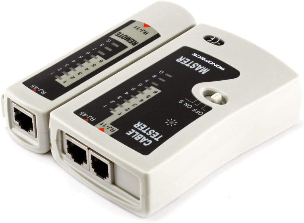 Monoprice RJ-11 and RJ-45 Modular Plug Tester - Gray