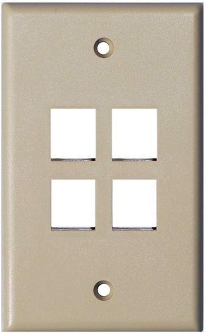 Unirise 4Port Wall Plate, Single Gang, Ivory WP-4P-IVY, Off-White