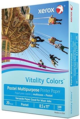 Xerox® Vitality Colors™ Multipurpose Printer Paper, Letter Paper Size, 20 Lb, 30% Recycled, Blue, Ream Of 500 Sheets