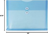 JAM PAPER Plastic Envelopes with Button & String Tie Closure - 12 Pack