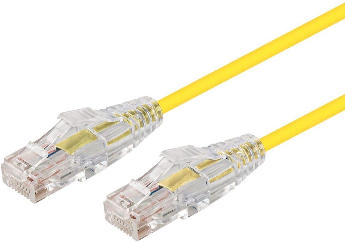Monoprice Cat6 Ethernet Patch Cable - Snagless, Stranded, 550MHz, UTP, CMR Rated, 28AWG, 14 Feet, Yellow - SlimRun Series