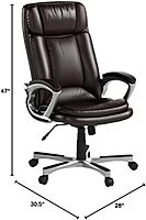 Serta Big and Tall High Back Executive Office Chair, Ergonomic Gaming Computer Chair with Layered Body Pillows, Contoured Lumbar Zone, Brown Old Chestnut