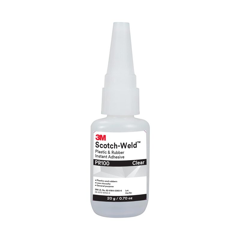 3M Scotch-Weld Plastic & Rubber Instant Adhesive PR100, Clear, Low Viscosity, Fast Handling Time and Cure