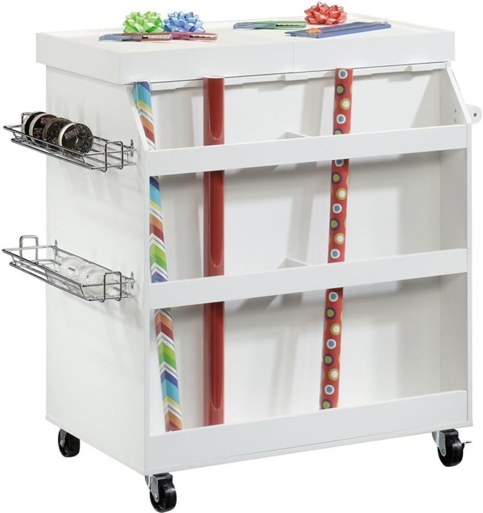 Sauder Craft Pro Mobile Craft Cart, 36inH x 37 1/4inW x 19 1/2inD, Soft White