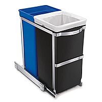 simplehuman Under-Cabinet and In-Cabinet Pull-Out Trash & Recycling Bin, Heavy-Duty Steel Frame