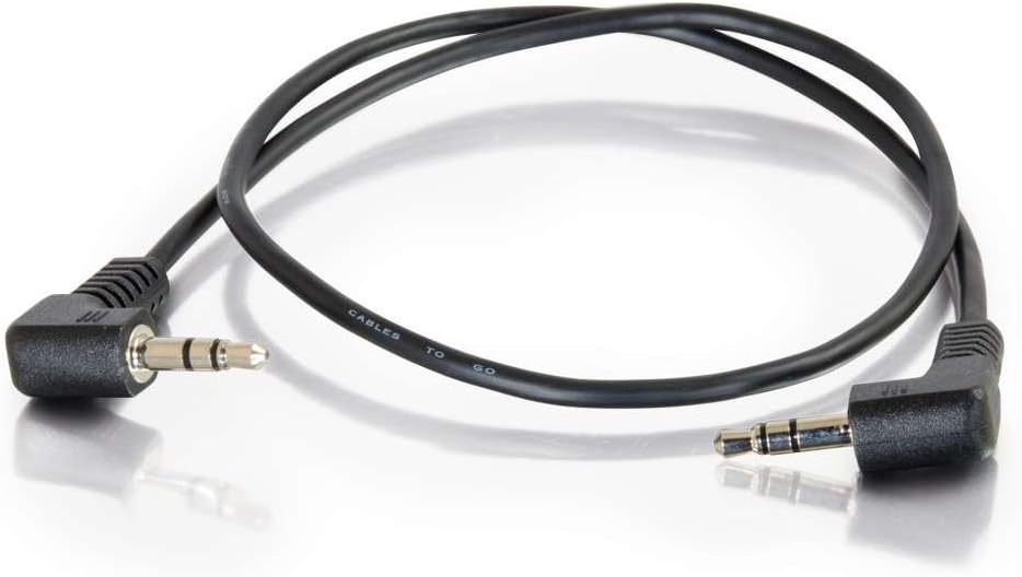 C2G Legrand Velocity 3.5mm Right Angle Stereo Audio Extension Cable, Male to Male Auxiliary Cable
