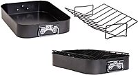 Gibson Home 63665.02 Top Roast Non-Stick Roaster with Rack, Black
