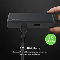 Belkin 5-in-1 Powered USB-C & USB Hub, USB-C Docking Station w/ 2 USB-A Ports, 1 USB-C Port, Ethernet, & 4K HDMI Port