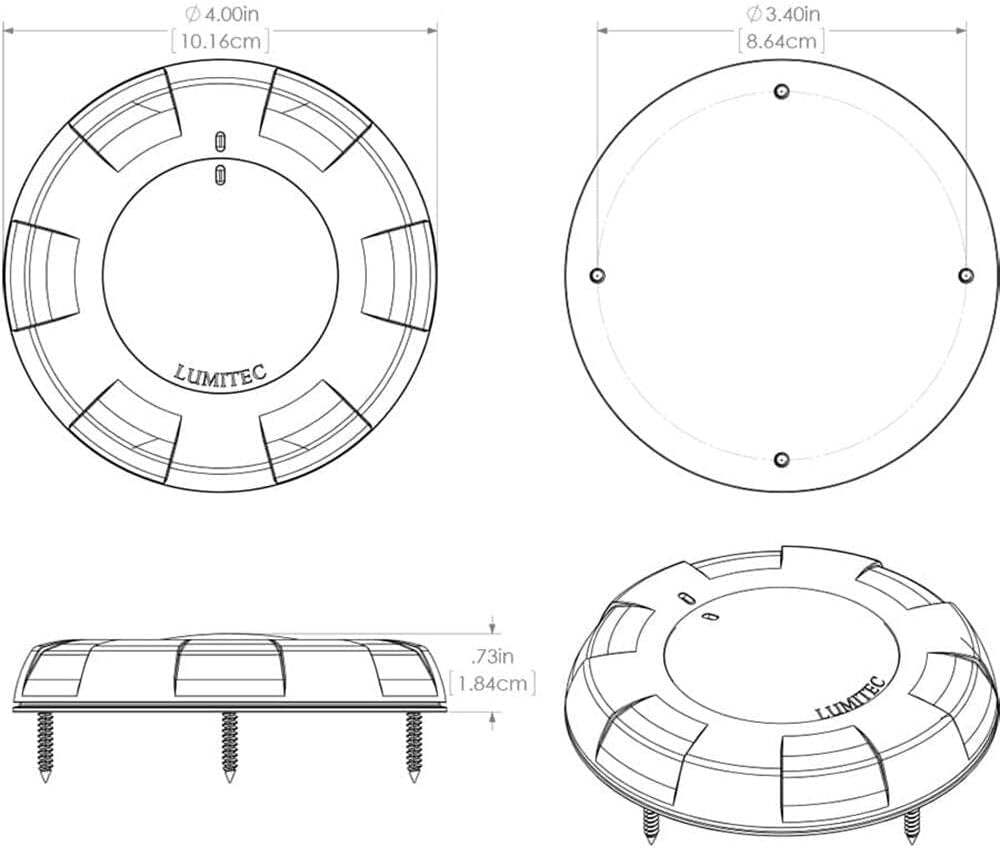 Lumitec Aurora White/Red Dimmable Output Dome Light 101076, One Size