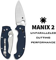 Spyderco Manix 2 XL Folding Knife, Cobalt Blue G-10 Handle - CPM-SPY27 Steel Satin Blade, 3.85 Inches Blade Length, Full-Flat Grind - C95GPCBL2