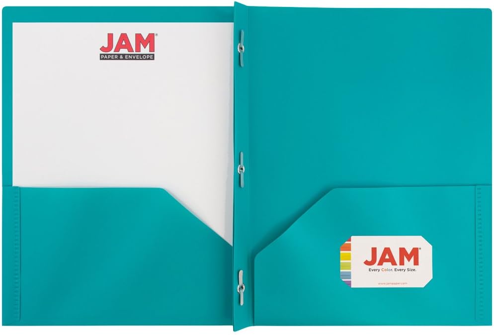 JAM Paper Plastic 2-Pocket POP Folders with Metal Prongs