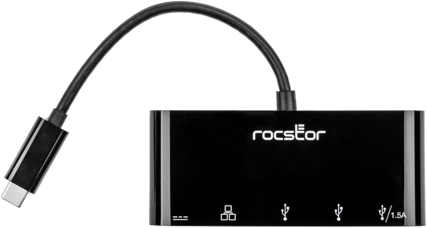 Rocstor USB-C to 3-Port USB-A, USB-C & RJ45 Multiport Adapter - USB 3.0 Hub