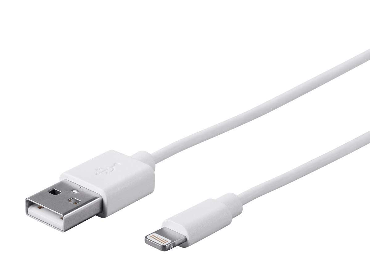 Monoprice Lightning to USB Type-A Charging Cable - Apple MFi Certified, 3 Feet, White - Essential Series
