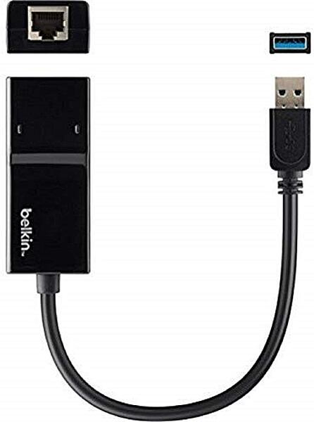 Belkin USB 3.0 to Gigabit Ethernet GbE Network Adapter 10/100/1000 - USB - 1 Port(s) - 1 x Network (RJ-45) - Twisted Pair - 10/100/1000Base-T