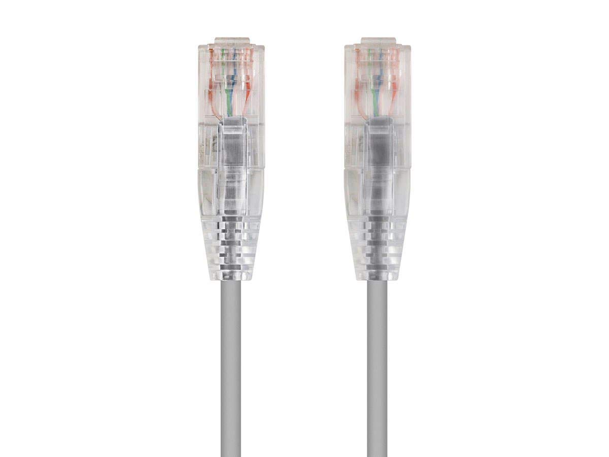Monoprice Cat6 1ft Gray Component Level Patch Cable UTP 28AWG 550MHz Pure Bare Copper Snagless RJ45 SlimRun Series Ethernet