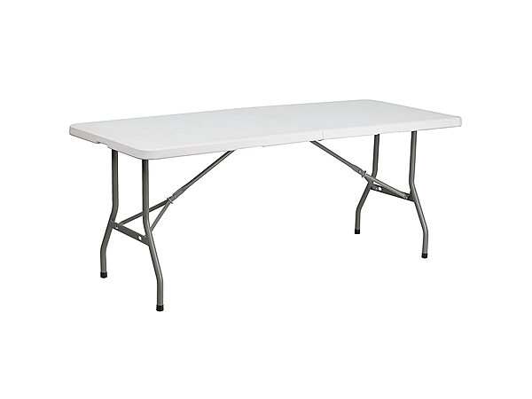 Flash Furniture Kathryn 6-Foot Bi-Fold Granite White Plastic Folding Table