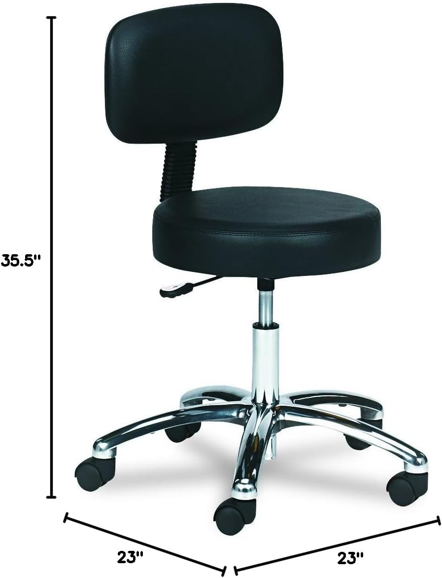 SAFCO Lab Stool with Vinyl Cushioned Seat and Chrome Base