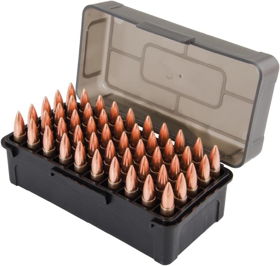 Caldwell Ammo Box with Removable Lid, 50 Round Capacity, 5 Pack, for Outdoor, Range, Shooting, Competition