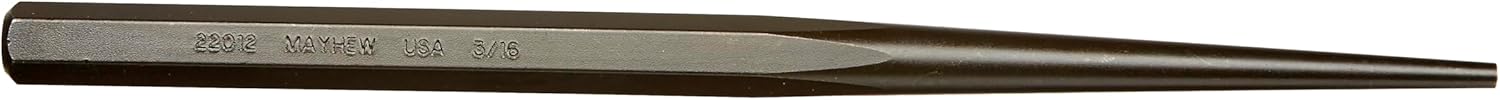 Mayhew Tools Line Up Punch Full Finish, 10 in, 3/16 in Tip, Alloy Steel
