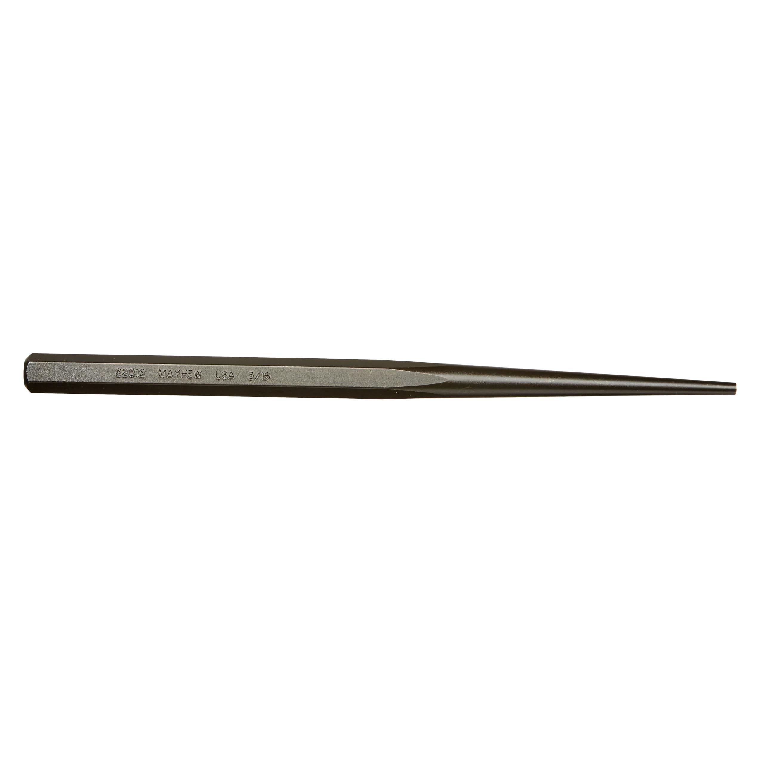 Mayhew Tools Line Up Punch Full Finish, 10 in, 3/16 in Tip, Alloy Steel