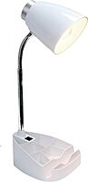 Simple Designs LD1002-WHT Gooseneck Organizer Desk Lamp with iPad Tablet Stand Book Holder, White White 1